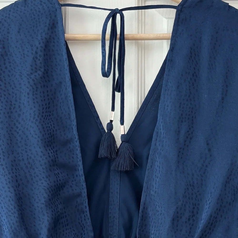 lovestitch Becca Split Sleeve Bohemian Mini Dress - Navy Blue Size M - Picture 9 of 11